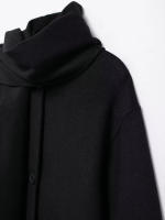 TRAFZA-Chaquetas de Invierno para mujer, abrigos sueltos de manga larga con cuello de bufanda negra, botones de decoración de bolsillo, moda de calle alta - details 5