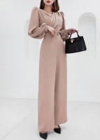 BGTEEVER-monos elegantes de manga larga con cuello en V para mujer, monos sólidos para mujer, Moda de Primavera, cintura delgada, suéteres de pierna ancha para mujer - details 1