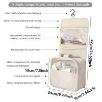 Bolsa de maquillaje de viaje de alta calidad, organizador de artículos de tocador impermeable, Neceser para mujer, bolsa de lavado con gancho para baño, bolsa de almacenamiento de maquillaje con gancho - details 3