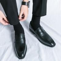 Mocasines de cuero simples para hombre, zapatos de negocios elegantes, moda Formal de lujo, zapatos casuales de oficina de un pie, color negro - details 6