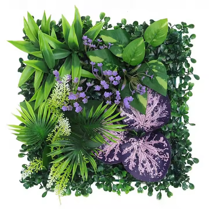 Panel de pared de plantas artificiales DIY, simulación de vida eterna duradera, hoja de planta de arce realista sin riego - 1