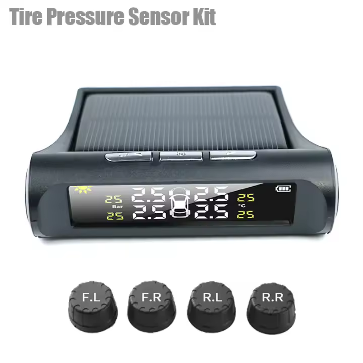 Sistema de Monitoreo de presión de neumáticos TPMS, alarma de seguridad automotriz con energía Solar, USB, Sensor de neumáticos inalámbrico, alarma de seguridad inteligente para coche - 1