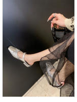 Medias zapatillas francesas sandalias de mujer zapatos Mary Jane de un pedal zapatos Muller de tacón grueso para mujer - details 46