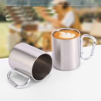Taza de acero inoxidable de 220/300ml, gancho de mosquetón, mango portátil para caminata, taza para acampar, viaje, multifuncional, para acampar al aire libre, 1 Uds. - details 16