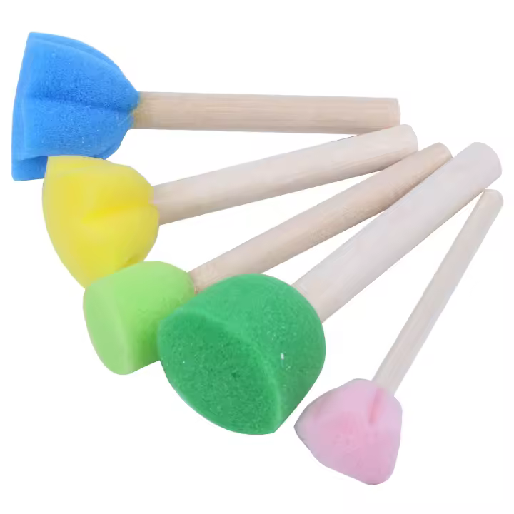 Juego de Pinceles de Esponja de Pintura Mango de Madera Ideal para Dibujar, Pintar, Grafiti - 1