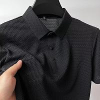 polos hombre manga corta ropa hombre día del padre Nuevos hombres de negocios Casual manga corta hueso flor color sólido POLO camisa moda transpirable cómodo verano versátil top - details 11