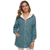 Suéter de lana con chaqueta de lana de cordero con capucha y cremallera para mujer - details 20