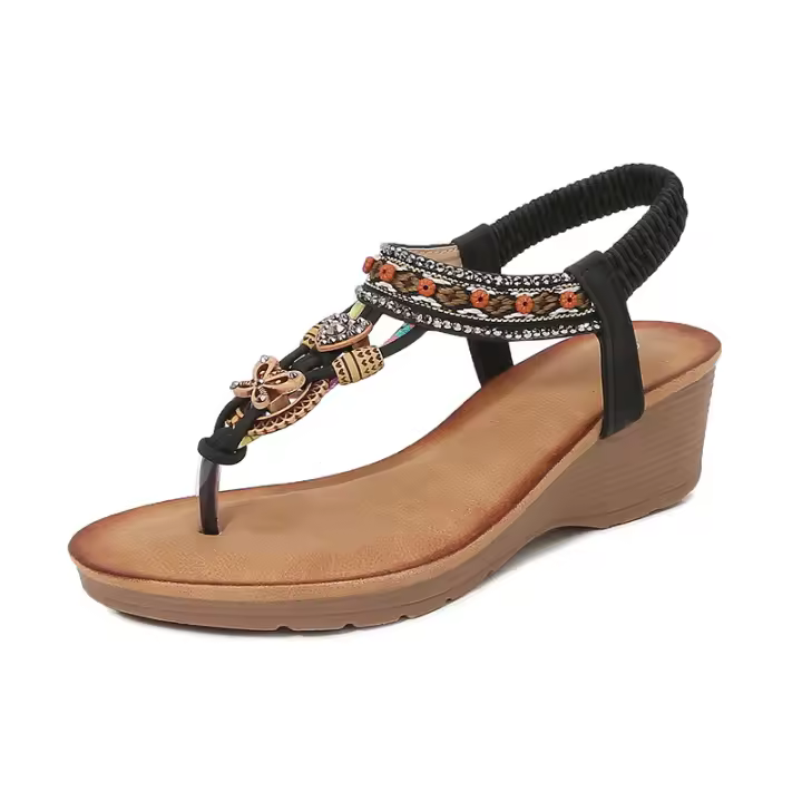 Sandalias Gladiador Mujer con Plataforma |   Zapatos Étnicos Abiertos de Verano 2024, Diseño Elegante para Vacaciones en Playa y Viajes Turísticos - 1