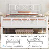 Cama Individual 90 x 190 cm con Espacio Almacenamiento Bajo Marco Metal Altura del Suelo 32 cm Blanco - details 4