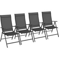 Sillas Plegables de Jardín, Juego de 4, Silla de Exterior con Marco de Metal, Respaldo Reclinable en 8 Ángulos, Carga de 150 kg, Gris GCB30GY - details 17