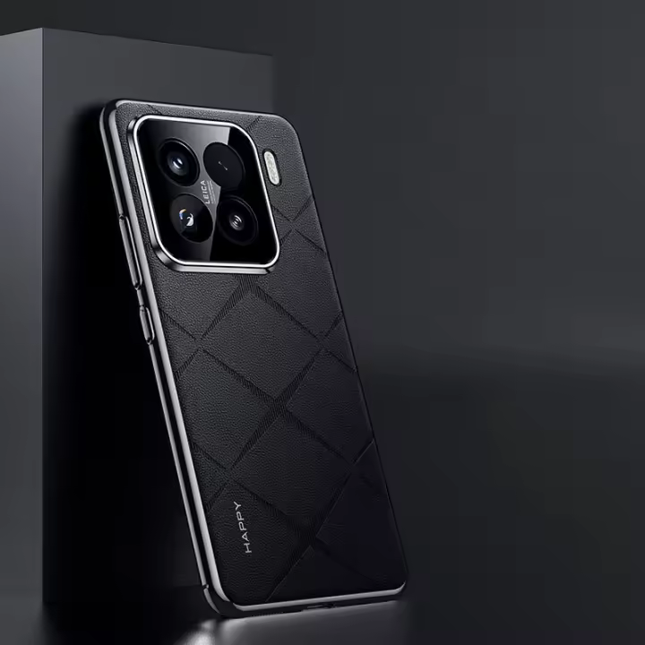 Funda protectora de lente de cámara de cuero vegano de lujo para Xiaomi 15 Pro 15, cubierta de teléfono con parachoques de PC plateada - 1
