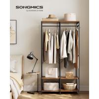 Armario Portátil Plegable Organizador de Ropa con Barras de Colgar Estantes de Almacenamiento con Ganchos Extraíbles Marrón Rústico Tamaño 40 x 94,5 x 180 cm - details 1
