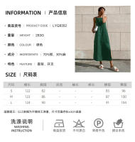 Vestido de tirantes divididos sueltos de algodón verde de nuevo estilo de verano para mujer - details 5
