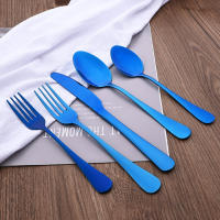 Vajilla azul de acero inoxidable para 4 personas, tenedor, cuchara, cuchillo, espejo de cocina, juego de cubiertos - details 5