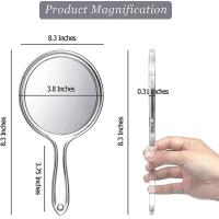 Espejo de mano de doble cara, espejo de aumento 3x, mango de plástico transparente, espejo redondo para extensión de pestañas, herramientas de belleza - details 5