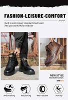 Botas de trabajo negras impermeables y antideslizantes para hombre y mujer, calzado de seguridad antiperforación, calzado deportivo con punta de acero - details 2