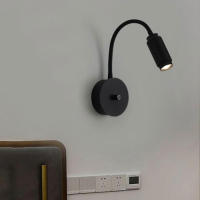 Luces LED de pared regulables, interruptor de perilla negra con ajuste de ángulo de haz de 15 °, 30 °, 45 °, 3W, 5W, 7W, 10W, lámpara LED de cuello de cisne para mesita de noche - details 0