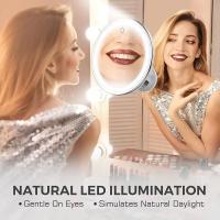 Espejo de maquillaje de viaje con aumento Flexible de 10x, pantalla táctil, luz LED regulable, espejo de escritorio, ventosa inferior, 3 modos de iluminación de colores - details 8