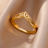 Anillos de acero inoxidable para mujeres y hombres, anillo de tótem de planta de Color dorado, joyería para dedo para fiesta de boda, regalo de tendencia 2024 - details 0