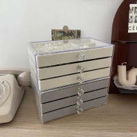 Organizador De Joyas Transparente Caja De Almacenamiento Con Cajones Multicapa Estilo De Mostrador a Prueba De Polvo Con Almacenamiento Para Anillos Collares Y Pendientes Material De Plástico Y Velours - details 11
