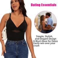 Sujetador incorporado para mujer, camiseta sin mangas, corsé de malla cruzada de compresión, Control de barriga, moldeador de cuerpo, corpiño adelgazante con cuello en V, ropa interior Sexy - details 3