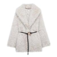 TRAFZA-abrigo de manga larga con cuello vuelto para mujer, ropa de abrigo gruesa y cálida con cinturón, Estilo Vintage, a la moda, para invierno, 2024 - details 2