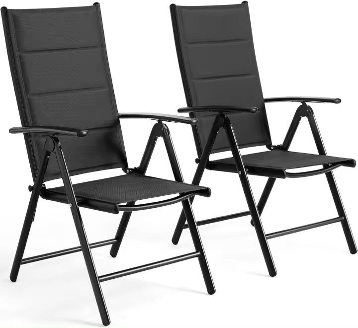Silla plegable de aluminio, asiento acolchado y ajustable para jardín, terraza y balcón, 2 unidades - 1