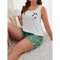 Conjunto de Pijama de Verano Oversize Vestido Corto de Impresión Casual sin Mangas - details 4