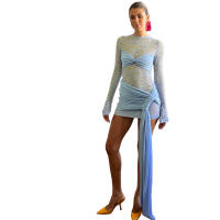 BUNO-con estampado Irregular de Nibber para mujer, moda de otoño, sexi, ver a través de cordones, puños con borlas elásticas, ropa de fiesta nocturna para discoteca - details 17