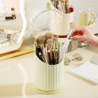 Estuche de almacenamiento de brochas de maquillaje de gran capacidad, organizador de cosméticos de plástico impermeable con tapa transparente - details 7