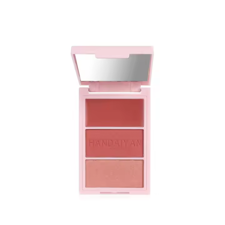 Resaltador de contorno de rubor 3 en 1, paleta de maquillaje, polvo de rubor facial Mineral mate para mejillas, iluminador brillante, bronceador - 1