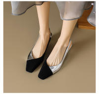 Sandalias con punta en bloque de color, zapatos de tacón grueso con temperamento informal de verano - details 4