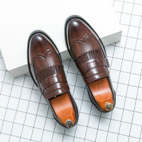 Zapatos formales de negocios para hombres, borla de empalme de un solo botón, Retro, moda juvenil, diario, oficina, banquete, novio, boda - details 2