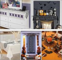 Kit de decoración de Halloween, mantel redondo Ence negro, 42 piezas, camino de mesa de comedor, telaraña gigante, bufanda para chimenea, JAF041 - details 2