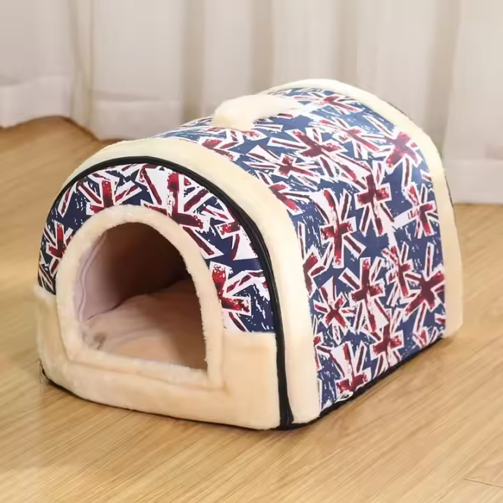 Cama plegable de invierno para mascotas, casa para perros, perrera para dormir, nido extraíble, cueva cerrada cálida, sofá, perrera grande, suministros para mascotas - 1