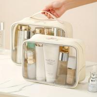 Bolsa De Cosméticos Transparente De Cuero Sintético, Bolsa De Almacenamiento De Cosméticos Portátil De Gran Capacidad - details 1