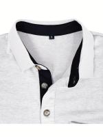 Camisa de manga corta para hombre, camisa de solapa con botones, bolsillo en el pecho, color sólido, a la moda - details 13