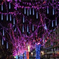 Guirnalda de luces Led de lluvia de meteoritos, 8 tubos, guirnaldas de calle, decoraciones de árboles de Navidad para exteriores, luces de jardín de hadas de Año Nuevo - details 7