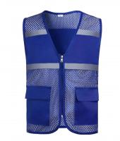 Chaleco reflectante para construcción nocturna, red de pesca con múltiples bolsillos, chaqueta voluntaria para grandes eventos, chaleco informal con cierre de cremallera para verano - details 4