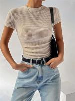Camisa de manga corta tejida, Tops, Camisas, Ropa de mujer, Y2K, Regalos para mujeres - details 3