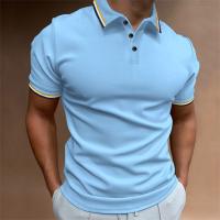 Nueva camisa POLO ajustada para hombre, top de color sólido con botones y solapa informal de negocios - details 2