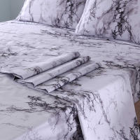 Juego de Ropa de Cama de Mármol 4 Sábanas Bajadoras de 90g (1 Sábana Encimera + 1 Sábana Bajadora + 2 Fundas de Almohada) - details 3