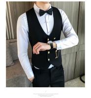 2025 último estilo doble botonadura hombres traje chaleco botón dorado Slim Fit Formal novio boda chaleco ropa de calle chaleco sin mangas chaqueta - details 6