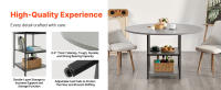 SucceBuy Mesa de comedor redonda de 47 pulgadas, mesa de madera para 2-4 personas, con estante de almacenamiento y patas de metal, gris (solo mesa) - details 4