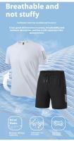 Conjunto casual de talla grande para hombre de pantalones de seda helada con camiseta holgada de manga corta, alta elasticidad, drapeado, conjunto deportivo de secado rápido, tres rayas clásicas, 8XL. - details 3