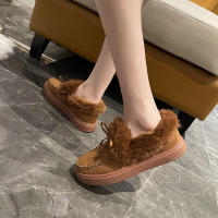 Botas de nieve de terciopelo para mujer, botines cálidos de felpa con cordones, zapatillas suaves, zapatos cómodos de algodón, invierno, 2023 - details 16