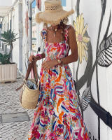 Vestido estampado de alta gama, estilo puro lujuria, falda con tirantes florales retro - details 13