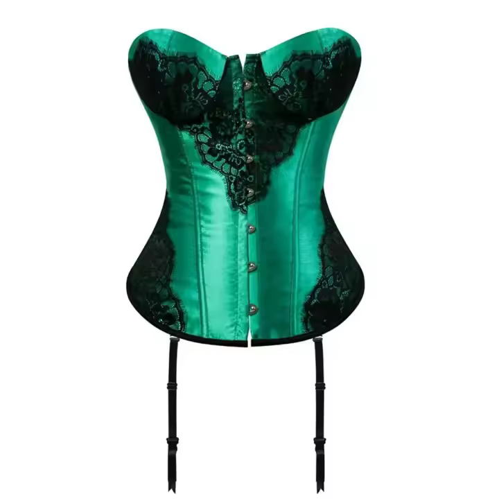 Corsé con superposición de encaje para mujer, corpiño Vintage, corpiño Burlesque, disfraz de carnaval, moda - 1