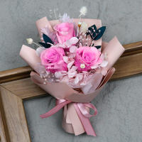 Día de San Valentín Día de la Madre rosas reales con caja de regalo Mini ramo de flores eternas - details 7