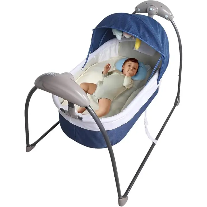 Cuna eléctrica para bebés, cuna eléctrica para bebé, columna automática, con Bluetooth, con mando a distancia - 1